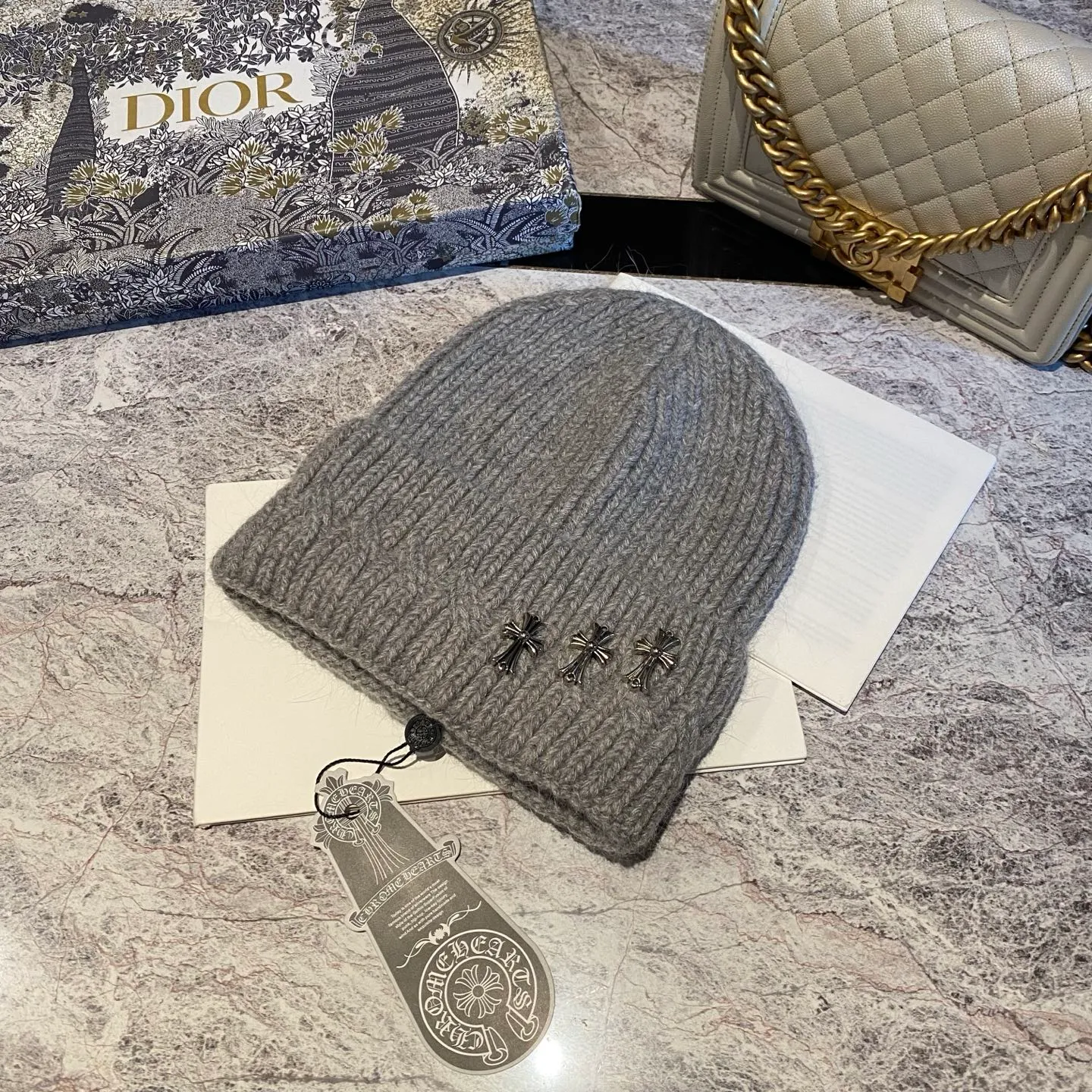 Crow Heart Rabbit Fur Knitted Hat